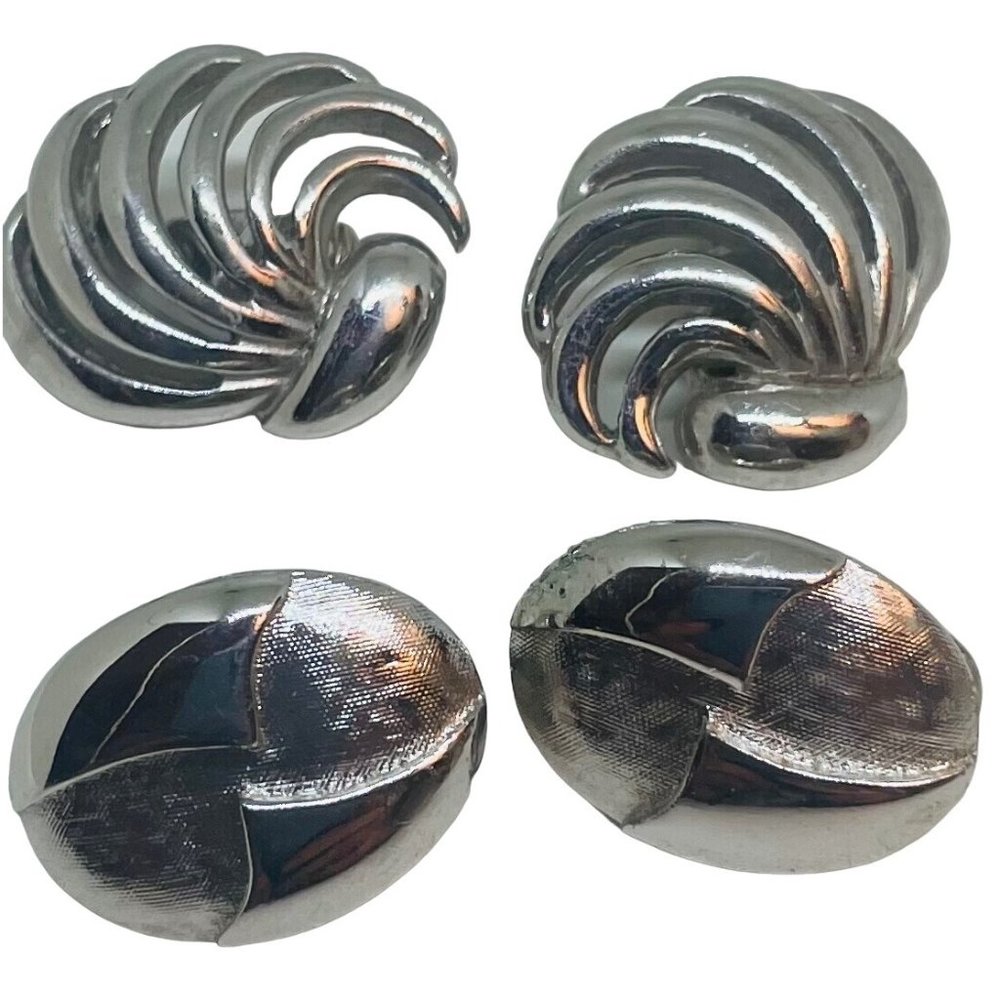 Lot of Two Silver Monet Clip on Earrings
